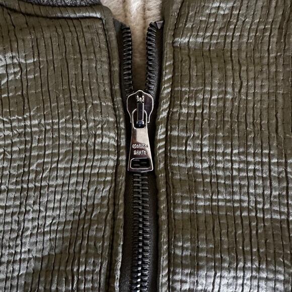 Georgio Brato Leather Bomber Jacket in Green & Brown - Picture 3 of 11